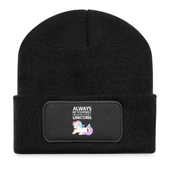 Soyez toujours ou être youself Unicorn - Beanie recyclé à patch - noir - Devant