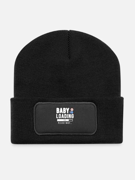 Baby loading... please wait! | Baby Shirt - Recycelte Patch Beanie - Schwarz