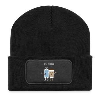Bestfriends. Phone. Coffee. Cafe. Activity - Recycled Patch Beanie - black - Front