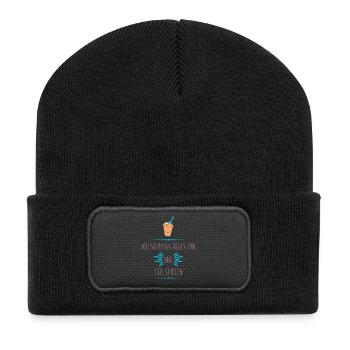 Ich schmeiße alles hin – Geh spielen - Recycelte Patch Beanie - Schwarz - Vorne