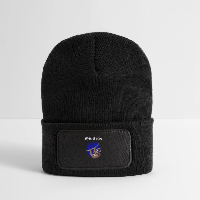 sloth make it slow sloth slow nerd pc chill Recycled Patch Beanie