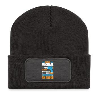 Michael reparieren Bohrmaschine Geschenk - Recycelte Patch Beanie - Dunkelgrau - Vorne