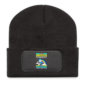 Rescue Princess Unicorn gift - Recycled Patch Beanie - dark grey - Front