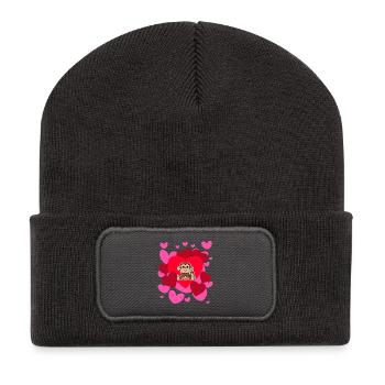 Affe-Liebes-T-Shirt - Valentinstag niedliches Herz - Recycelte Patch Beanie - Dunkelgrau - Vorne