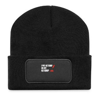 Cadeau de ketchup pour l'amant de ketchup - Beanie recyclé à patch - noir - Devant