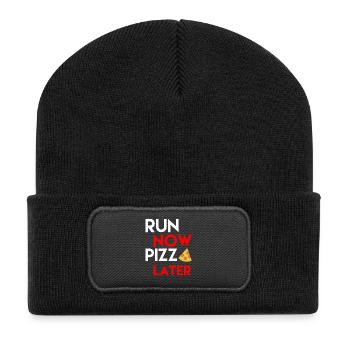 cadeau chemise drôle Pizza pour les coureurs + athlètes - Beanie recyclé à patch - noir - Devant
