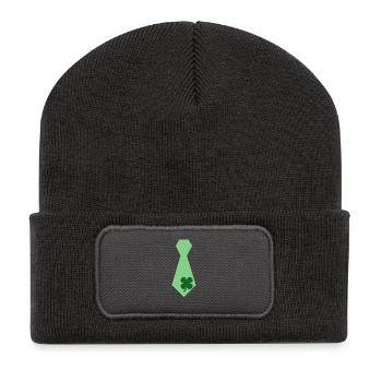 Shamrocks Tie Saint-Patrick vert irlandais - Beanie recyclé à patch - charbon - Devant