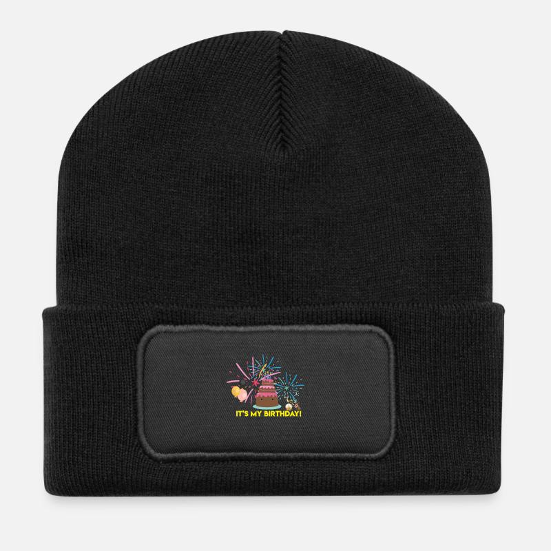It's My Birthday - Recycelte Patch Beanie - Schwarz