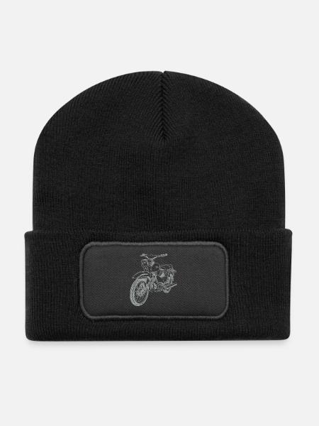 Simson Star Vintage Lineart Silhouette - Recycelte Patch Beanie - Schwarz
