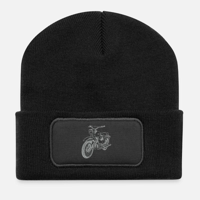 Simson Star Vintage Lineart Silhouette - Recycelte Patch Beanie - Schwarz