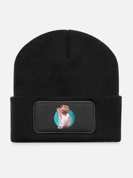 Salt Bae dog cooks with dedication - Recycled Patch Beanie - black