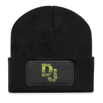 DJ - musique est ma vie - Beanie recyclé à patch - noir - Devant