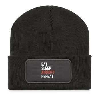 Mangez le sommeil Airsoft Répétition - Cadeau drôle - Beanie recyclé à patch - charbon - Devant