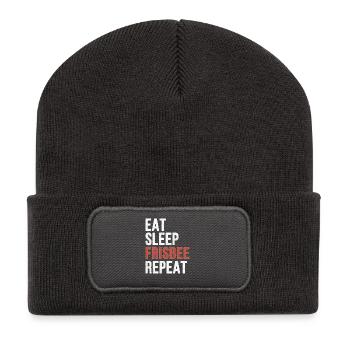 Eat sleep Frisbee Repeat - Funny Gift - Recycled Patch Beanie - dark grey - Front