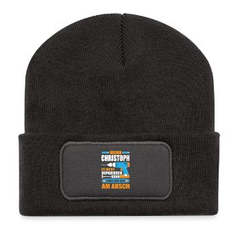 CHRISTOPH Name Geschenk Reparatur reparieren - Recycelte Patch Beanie - Dunkelgrau - Vorne