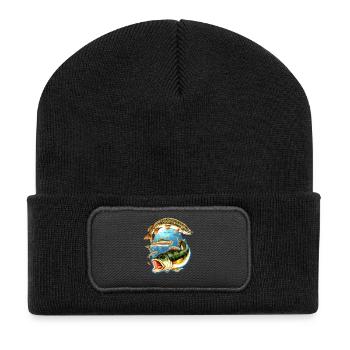 Angel Shirt Fishing 3 Fische getrennt - Recycelte Patch Beanie - Schwarz - Vorne