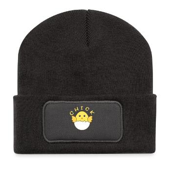 Ostern - Osterei - Kücken- Küken - Süß - Geschenke - Recycelte Patch Beanie - Dunkelgrau - Vorne