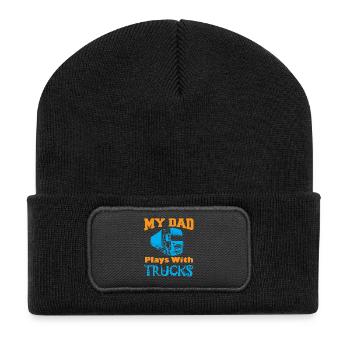 Enfants camions idée cadeau - Beanie recyclé à patch - noir - Devant