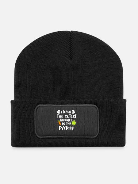 J'enseigne les lapins les plus mignons dans le patch de Pâques - Beanie recyclé à patch - noir