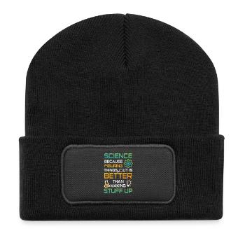 Science figuring better stuff up - Recycelte Patch Beanie - Schwarz - Vorne