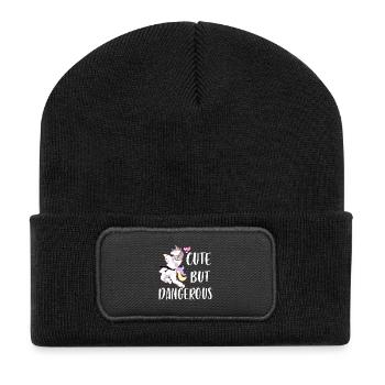 Cute but Dangerous - Unicorn Karate Taekwondo - Recycelte Patch Beanie - Schwarz - Vorne