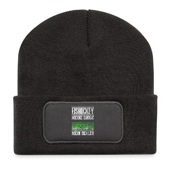Augsburg - Eishockey meine Droge - mein Dealer. - Recycelte Patch Beanie - Dunkelgrau - Vorne
