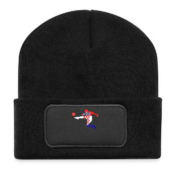 Fußball Bundesliga Sport Kroatien Flagge Spieler - Recycelte Patch Beanie - Schwarz - Vorne