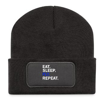 Eat Sleep Fly Repeat - Recycelte Patch Beanie - Dunkelgrau - Vorne