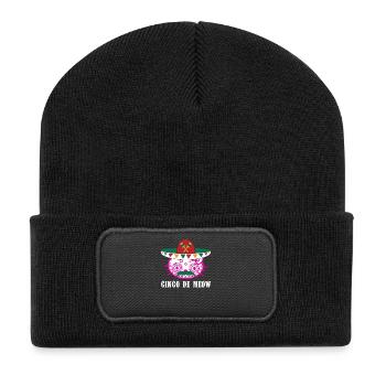 Kitty Sucre Crâne Sombrero Moustache Cinco De Meow - Beanie recyclé à patch - noir - Devant