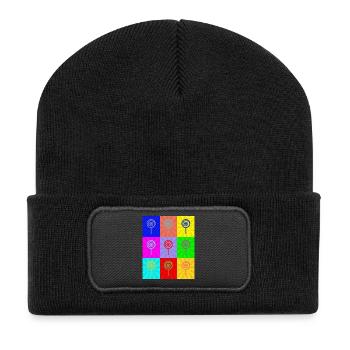 Pop-Art - Recycelte Patch Beanie - Schwarz - Vorne