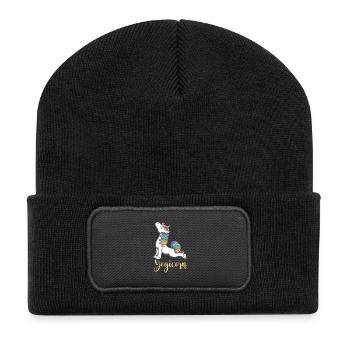 Yogicorn Shirt - Yoga Unicorn Gift - Recycled Patch Beanie - black - Front