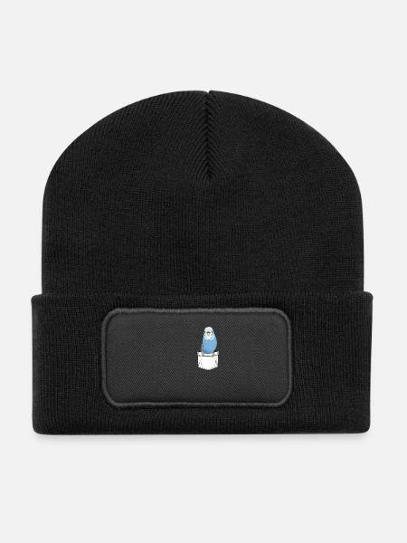 Wellensittich Brusttasche Geschenk Cartoon Kawaii - Recycelte Patch Beanie - Schwarz