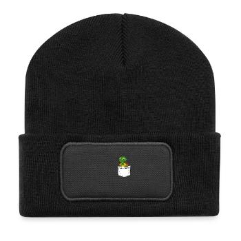 Schildkröte Reptilien Brusttasche Geschenk Kawaii - Recycelte Patch Beanie - Schwarz - Vorne