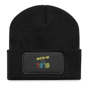Awesome since 1978 retro distressed look - Recycelte Patch Beanie - Schwarz - Vorne