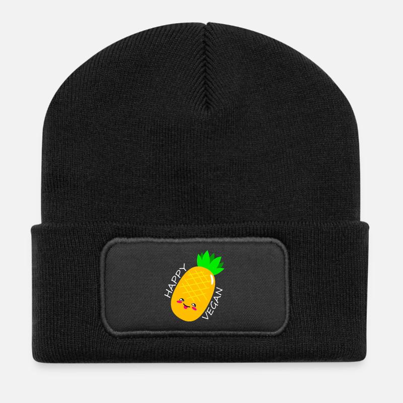 Vegan und Glücklich - Recycelte Patch Beanie - Schwarz