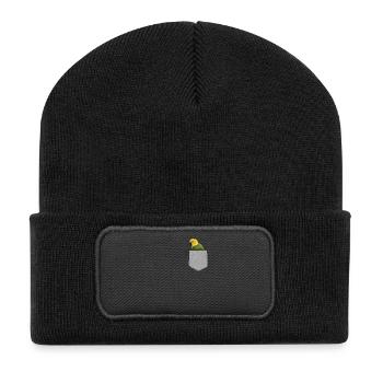 Faux T-shirt de perruche de poche - oiseau drôle - Beanie recyclé à patch - noir - Devant
