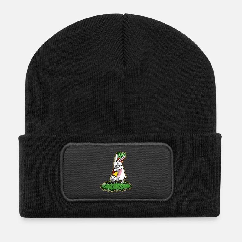 Ich liebe Golf Golfer Osterhase Geschenk Ostern - Recycelte Patch Beanie - Schwarz