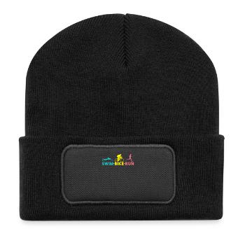 Swim Bike Run Shirt - Geschenk - Recycelte Patch Beanie - Schwarz - Vorne