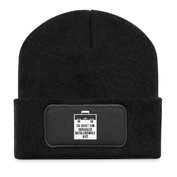 Betriebswirte sind genial - Recycelte Patch Beanie - Schwarz - Vorne