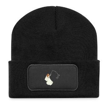 JGA bride has groom on the fishing rod bachelors - Recycled Patch Beanie - black - Front