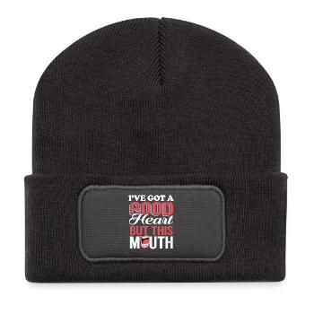 Funny Good Heart But This Mouth - Recycled Patch Beanie - dark grey - Front