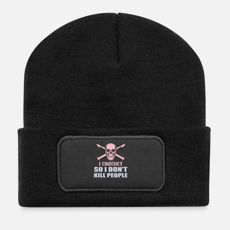 Funny Crochet Lover Don't Kill People - Recycelte Patch Beanie - Schwarz
