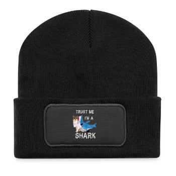 Trust Me I'm A Shark Funny Cat In Costume Graphic - Recycled Patch Beanie - black - Front