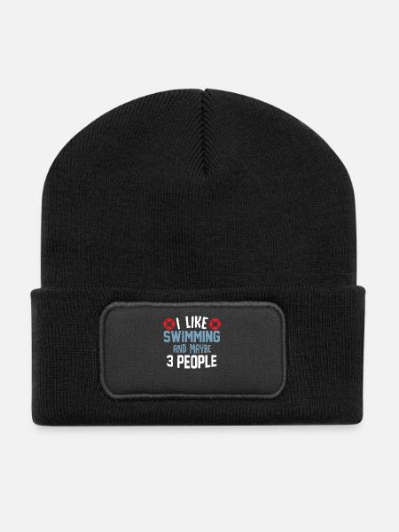 I Like Swimming and maybe 3 people T-Shirt - Recycled Patch Beanie - black
