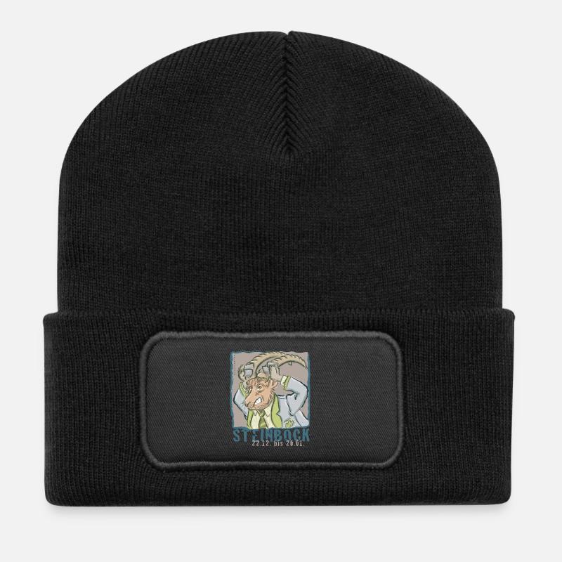 Sternzeichen - Steinbock - Recycelte Patch Beanie - Schwarz