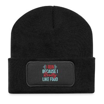 I Run because i Really Like Food T-Shirt - Recycelte Patch Beanie - Schwarz - Vorne