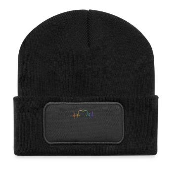 LGBT Gay Schwul Lesbisch Lesbian Fun Support Pride - Recycelte Patch Beanie - Schwarz - Vorne