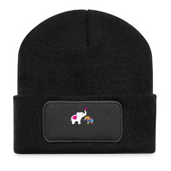 Cadeau de tee-shirt de conscience d'éléphant d'autisme - Beanie recyclé à patch - noir - Devant