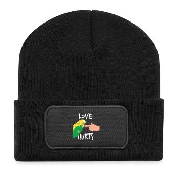 Budgie T-Shirt Perroquet cadeau drôle - Beanie recyclé à patch - noir - Devant