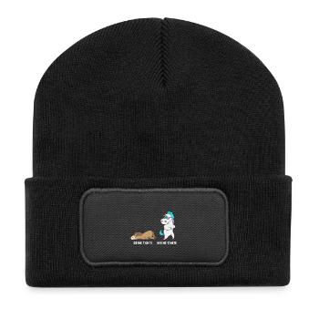 Einhorn Pferd Deine Tante Meine Tante Geschenk DE - Recycelte Patch Beanie - Schwarz - Vorne